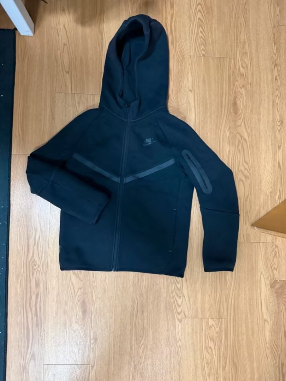 Nike Tech Fleece Full-Zip Hoodie for Kids — Black, US Youth Size 13